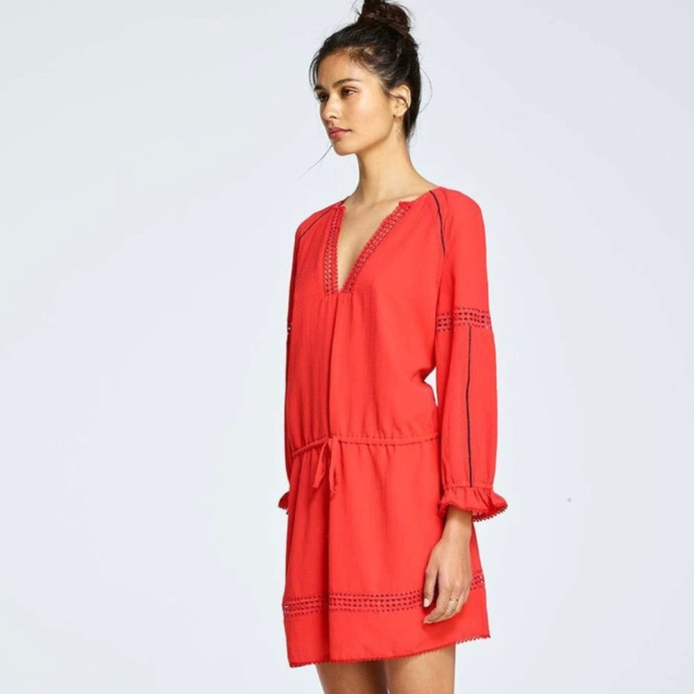 Rebecca Minkoff Aulani Lipstick Red Boho Lightweight Cutout Dress w/ pockets 4